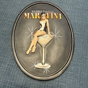 3D Pinup Lady Razzle Dazzle Martini Man Cave Bar Wall Deco Art Plaque Sexy